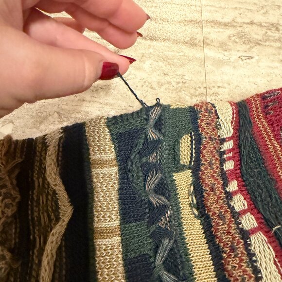 VTG Florence Tricot Sweater Mens XL 3D Knit Colorful Textured Coogi Style - Picture 7 of 10